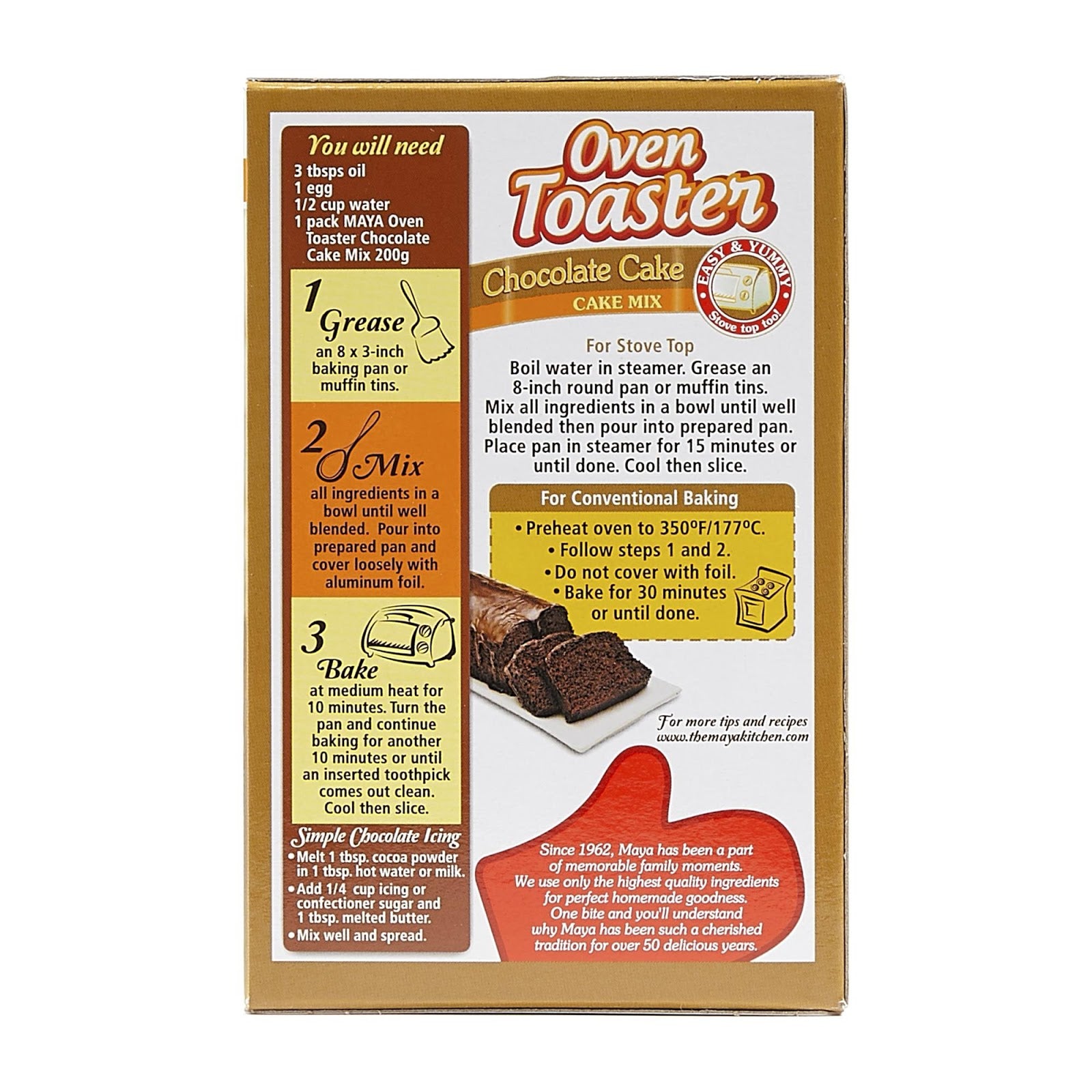 MAYA Oven Toaster Mix Chocolate Cake 200g Maya Hotcake